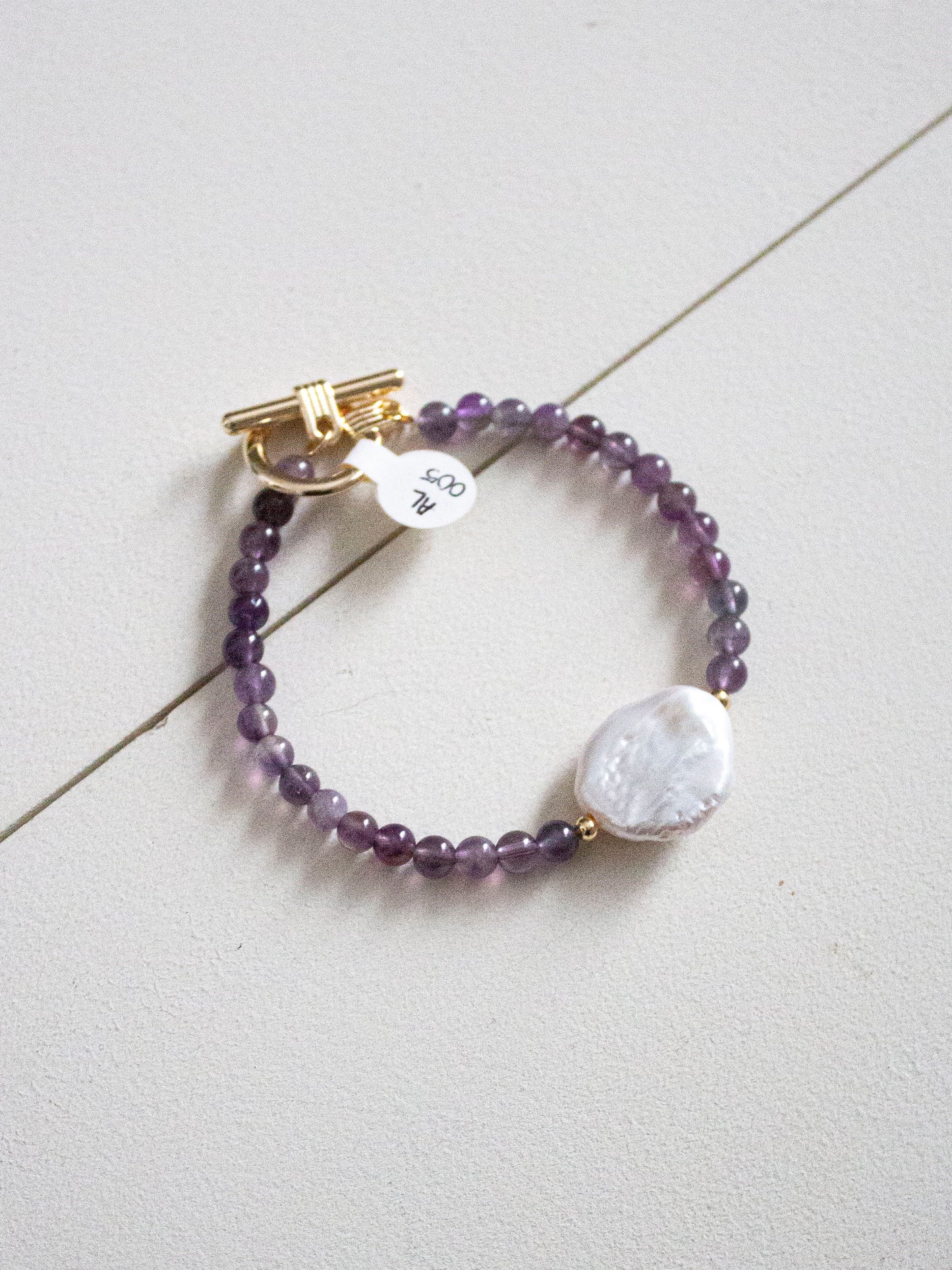 Pulsera morada perla barroca