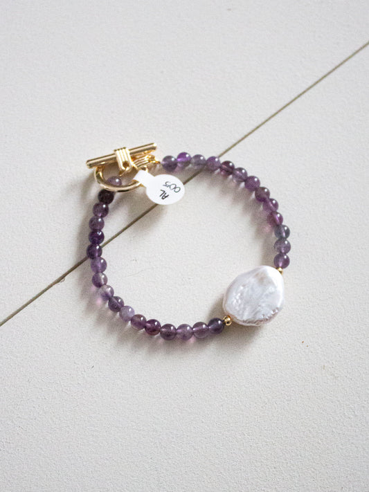 Pulsera morada perla barroca