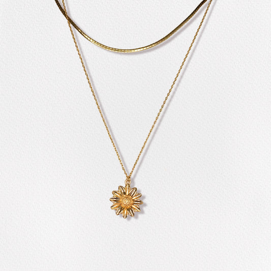 Collar flor con cadena doble